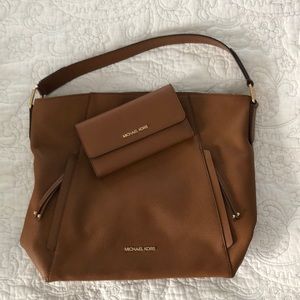 Michael Kors Brown Leather Hobo and Matching Wallet